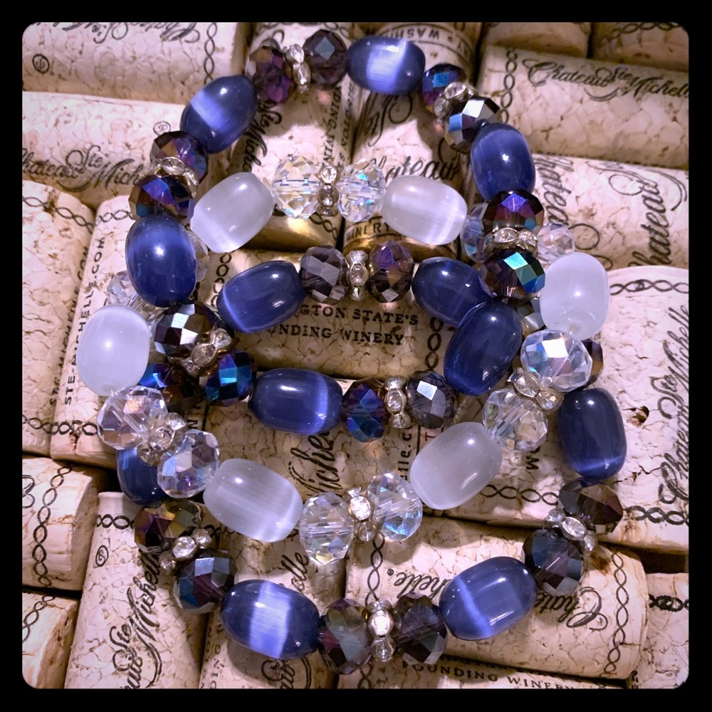 3 beaded stretchy bracelets